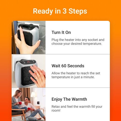Handy Heater – 800W Mini Portable Electric Room Heater with Remote Control
