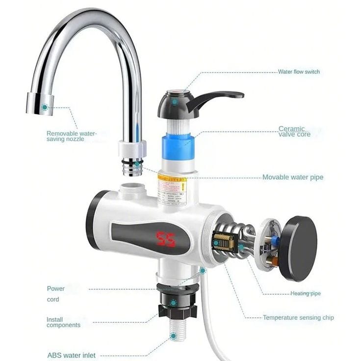 Instant Hot Water Tap – 3000W Digital Electric Heater with LED Display