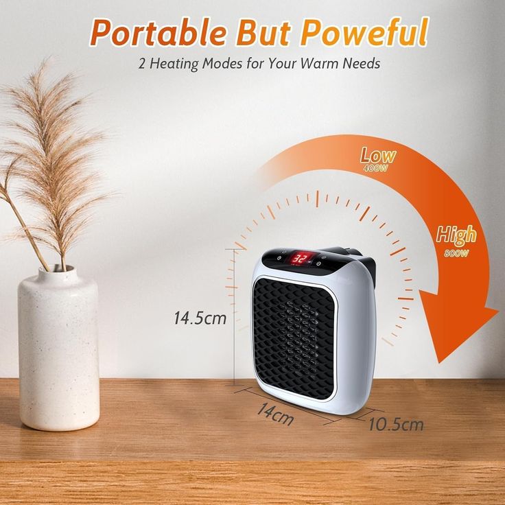 Handy Heater – 800W Mini Portable Electric Room Heater with Remote Control
