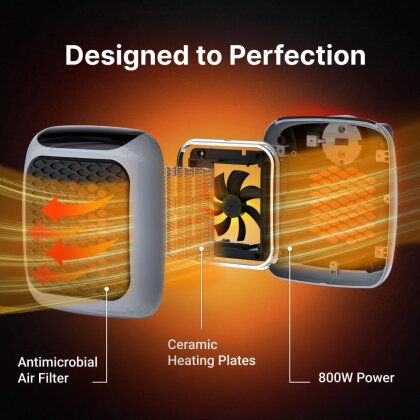 Handy Heater – 800W Mini Portable Electric Room Heater with Remote Control