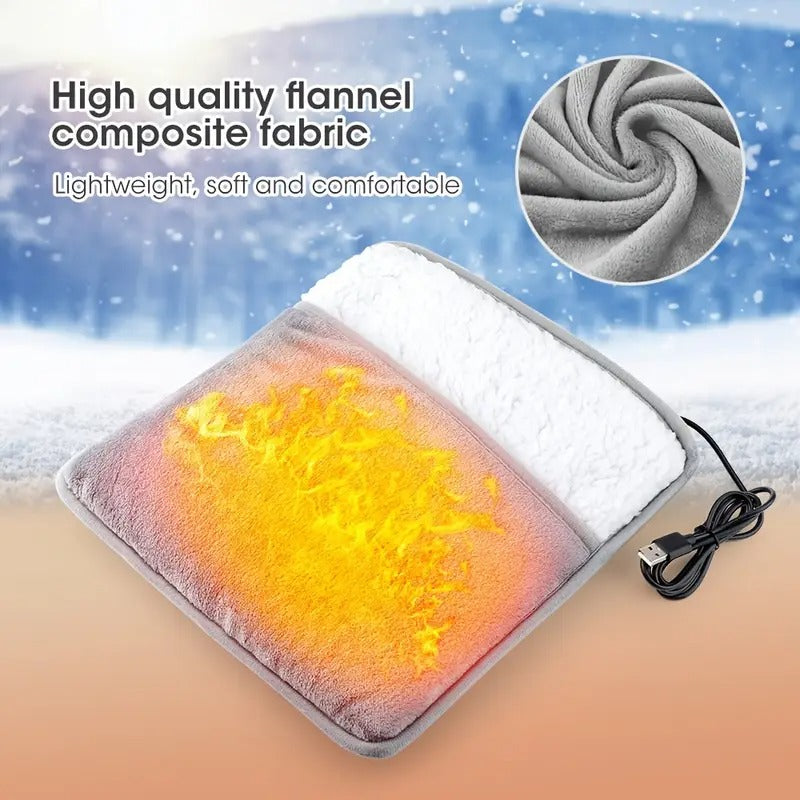 Washable USB Heated Foot Warmer – Ultra-Soft Fleece with Sherpa Lining