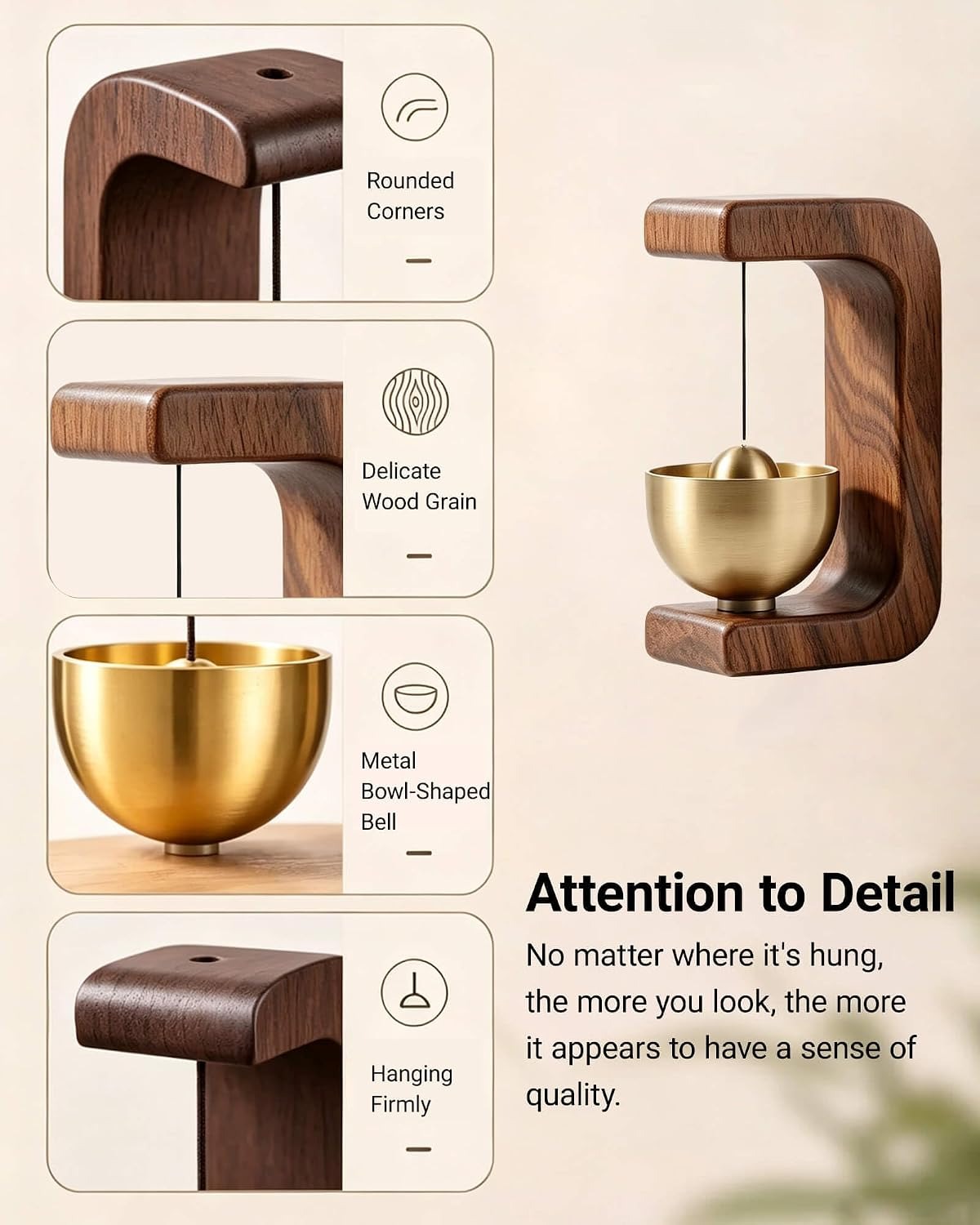 Buy 1 Get 1 Free ✨ Magnetic Wooden Door Bell Chime🔔