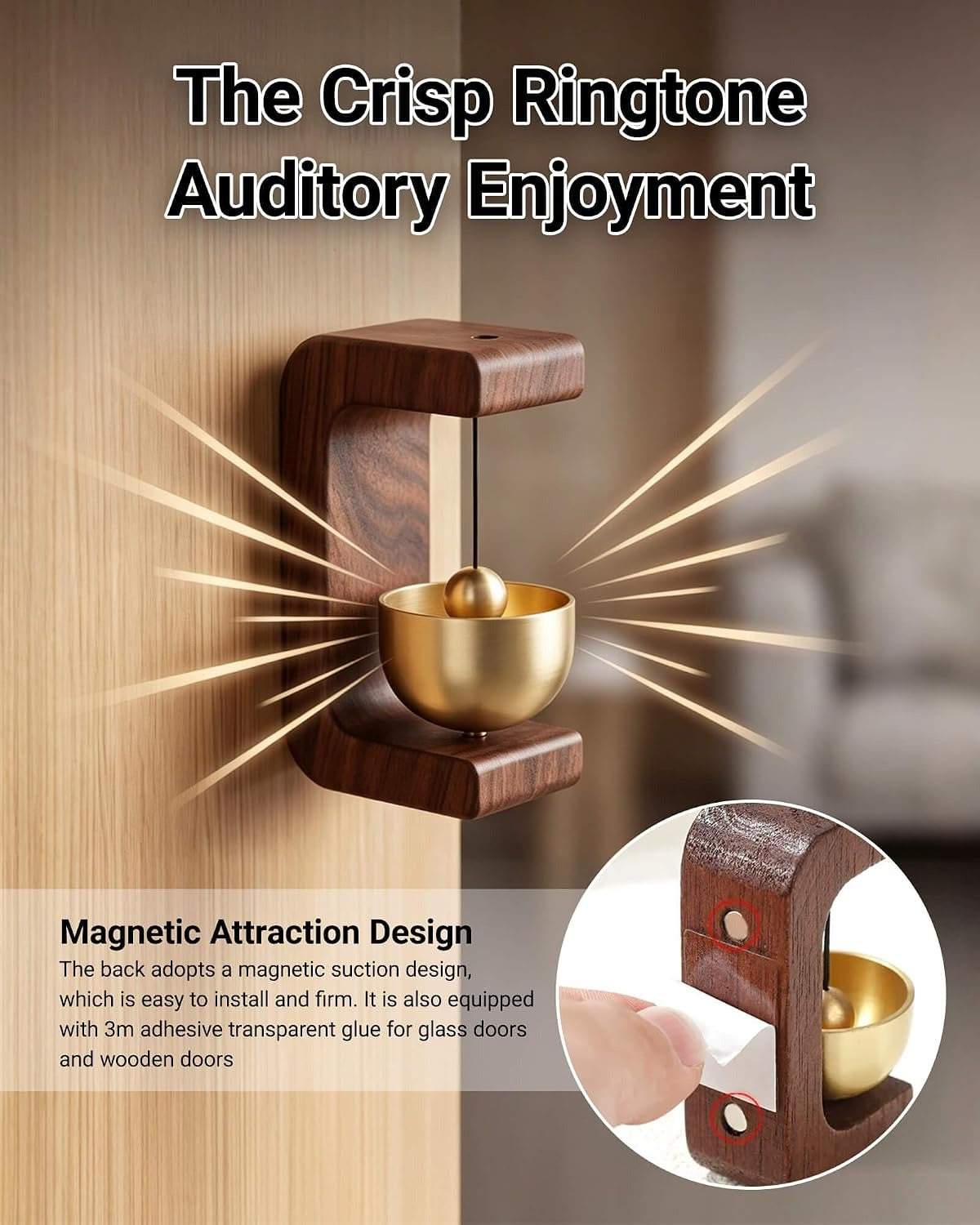 Buy 1 Get 1 Free ✨ Magnetic Wooden Door Bell Chime🔔